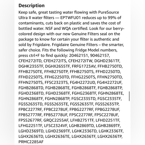 FRIGIDAIRE PureSource Ultra II - Picture 8 of 13